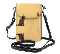 WZYWHJ Cat and butterfly Printed Leather Crossbody Flap Phone Bag - Versatile Gift for Women Walking, Camping, Shopping, and Travel