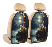 WZYWHJ Cat by Lighthouse Printed Car seat Anti Kick Storage pad 2 Pieces, Multi-Functional Storage Bag seat Protector After Installation