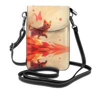 WZYWHJ Cat chasing butterfly Pattern Leather Crossbody Flap Phone Bag - Versatile Gift for Women Walking, Camping, Shopping, and Travel