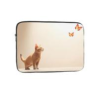 WZYWHJ Cat Looking at Butterfly Picture Shockproof Portable Laptop Sleeve Case 10 inch for Men and Women Business Travel, School, Office Daily Use