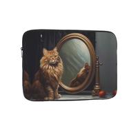 WZYWHJ Cat Looking in The Mirror Printing Shockproof Portable Laptop Sleeve Case 10 inch for Men and Women Business Travel, School, Office Daily Use