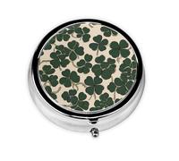 WZYWHJ Celtic Clover Printing Circular Medicine Box Storage, Portable Travel with compartments, mini Pill Dispenser
