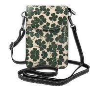 WZYWHJ Celtic Clover printing Women's leather phone bag crossbody package with adjustable shoulder strap