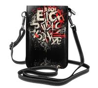 WZYWHJ Chaotic letters printing Women's leather phone bag crossbody package with adjustable shoulder strap