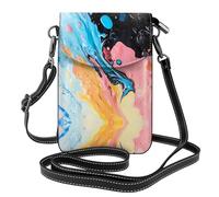 WZYWHJ Chaotic liquid printing Women's leather phone bag crossbody package with adjustable shoulder strap