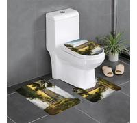 WZYWHJ Chatsworth Estate Picture Bathroom mat Sets of 4 Bathroom Floor Mats,Non-Slip, Durable,Does Easy to Clean Suitable for Bathroom and Toilet