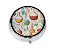 WZYWHJ Chemistry Print Printing Circular Medicine Box Storage, Portable Travel with compartments, mini Pill Dispenser