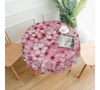 WZYWHJ Cherry blossom petals Picture Round long tablecloth anti overflow and wrinkle resistant dining table cloth 60 inches