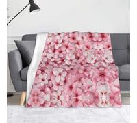 WZYWHJ Cherry Blossom Petals Printing Blankets Throws - Lightweight Warm Comfortable Soft Durable Home Practical Rest Outdoor