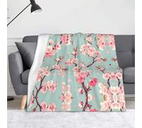 WZYWHJ Cherry Blossom Tree Branch Printing Blankets Throws - Lightweight Warm Comfortable Soft Durable Home Practical Rest Outdoor