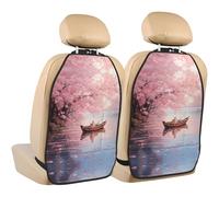 WZYWHJ Cherry Blossoms Fall Prints Car seat Anti Kick Storage pad 2 Pieces, Multi-Functional Storage Bag seat Protector After Installation