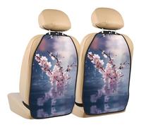 WZYWHJ Cherry Blossoms in The Water Picture Car seat Anti Kick Storage pad 2 Pieces, Multi-Functional Storage Bag seat Protector After Installation