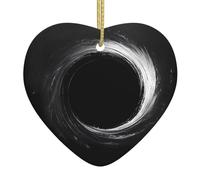 WZYWHJ Christmas Ceramic Heart Pendant Decoration for Tree Hanging Festival Ornaments Black Hole Vortex Prints