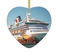 WZYWHJ Christmas Ceramic Heart Pendant Decoration for Tree Hanging Festival Ornaments Cruise Ship Prints
