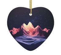 WZYWHJ Christmas Ceramic Heart Pendant Decoration for Tree Hanging Festival Ornaments Mountains at night Picture