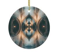 WZYWHJ Christmas Ceramic Round Pendant -2.9in Decoration Tree Hanging Festival Ornament for Stores, and Homes Surreal Symmetry Picture