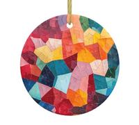 WZYWHJ Christmas Ceramic Round Pendant -2.9in Decoration Tree Hanging Festival Ornament for Stores, and Homes Color Mosaic Prints
