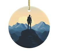 WZYWHJ Christmas Ceramic Round Pendant -2.9in Decoration Tree Hanging Festival Ornament for Stores, and Homes Conquer the mountain Prints