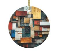 WZYWHJ Christmas Ceramic Round Pendant -2.9in Decoration Tree Hanging Festival Ornament for Stores, and Homes Memory Fragments Picture