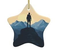 WZYWHJ Christmas Ceramic Star Pendant Decoration Tree Hanging Festival Ornaments - for Supermarkets, Homes Conquer the mountain Prints