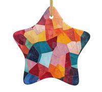 WZYWHJ Christmas Ceramic Star Pendant Decoration Tree Hanging Festival Ornaments - for Supermarkets, Homes Color Mosaic Prints