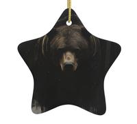 WZYWHJ Christmas Ceramic Star Pendant Decoration Tree Hanging Festival Ornaments - for Supermarkets, Homes Majestic Bear Prints