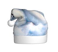 WZYWHJ Christmas Santa Claus Hat for Adult for Holiday and Christmas Parties, Annual Ceremonies A pair of little penguins Pattern
