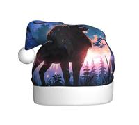 WZYWHJ Christmas Santa Claus Hat for Adult for Holiday and Christmas Parties, Annual Ceremonies Beautiful elk Prints