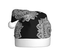 WZYWHJ Christmas Santa Claus Hat for Adult for Holiday and Christmas Parties, Annual Ceremonies Black Border Mandala Prints