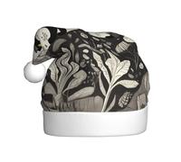 WZYWHJ Christmas Santa Claus Hat for Adult for Holiday and Christmas Parties, Annual Ceremonies Black cat in strange forest Pattern