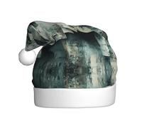 WZYWHJ Christmas Santa Claus Hat for Adult for Holiday and Christmas Parties, Annual Ceremonies Block fragments Prints