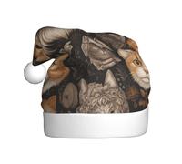 WZYWHJ Christmas Santa Claus Hat for Adult for Holiday and Christmas Parties, Annual Ceremonies calico cat Prints