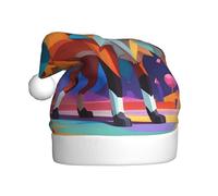 WZYWHJ Christmas Santa Claus Hat for Adult for Holiday and Christmas Parties, Annual Ceremonies Cubist Fox Prints