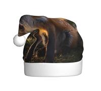 WZYWHJ Christmas Santa Claus Hat for Adult for Holiday and Christmas Parties, Annual Ceremonies Cute fox Pattern