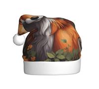 WZYWHJ Christmas Santa Claus Hat for Adult for Holiday and Christmas Parties, Annual Ceremonies Forest yellow fox Prints