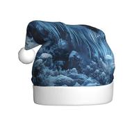 WZYWHJ Christmas Santa Claus Hat for Adult for Holiday and Christmas Parties, Annual Ceremonies Frozen forest Pattern