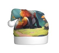 WZYWHJ Christmas Santa Claus Hat for Adult for Holiday and Christmas Parties, Annual Ceremonies Pixel Forest Fox Prints