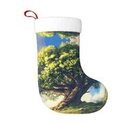 WZYWHJ Christmas Stocking - Festive Decorative Plush Stocking for Holiday Parties and Gifts Ancient Oak Trees Towering Prints