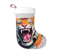 WZYWHJ Christmas Stocking - Festive Decorative Plush Stocking for Holiday Parties and Gifts Tiger Roar Prints
