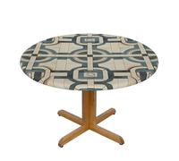 WZYWHJ Circular Connecting Pattern Picture Round Table Cloth Waterproof Resistant Wrinkle Resistant for Dining Table Decor Tablecloth