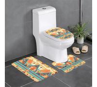 WZYWHJ Circular Triangle Architecture Picture Bathroom mat Sets of 4 Bathroom Floor Mats,Non-Slip, Durable,Does Easy to Clean Suitable for Bathroom and Toilet