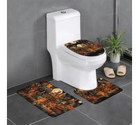 WZYWHJ Cities and Towns Picture Bathroom mat Sets of 4 Bathroom Floor Mats,Non-Slip, Durable,Does Easy to Clean Suitable for Bathroom and Toilet