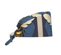 WZYWHJ Cleaning Working Cap Antique Bee Emblem Prints - Chef Hat for Women & Men, Adjustable, Breathable Black