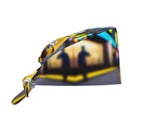 WZYWHJ Cleaning Working Cap Bunny with Drink Picture - Chef Hat for Women & Men, Adjustable, Breathable Black