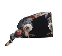 WZYWHJ Cleaning Working Cap Butterfly on a Bouquet Printing - Chef Hat for Women & Men, Adjustable, Breathable Black