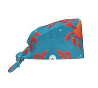 WZYWHJ Cleaning Working Cap Cartoon Crab Prints - Chef Hat for Women & Men, Adjustable, Breathable Black