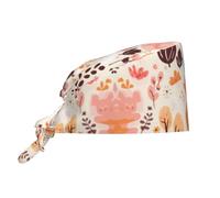 WZYWHJ Cleaning Working Cap Cartoon Flower Kitten Pattern - Chef Hat for Women & Men, Adjustable, Breathable Black