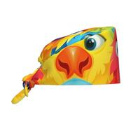 WZYWHJ Cleaning Working Cap Cartoon Parrot Pattern - Chef Hat for Women & Men, Adjustable, Breathable Black