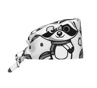 WZYWHJ Cleaning Working Cap Cartoon Raccoon Prints - Chef Hat for Women & Men, Adjustable, Breathable Black, Black, One Size