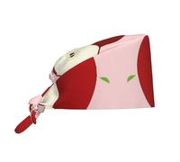 WZYWHJ Cleaning Working Cap Cartoon Red Fruit Prints - Chef Hat for Women & Men, Adjustable, Breathable, Black, One Size
